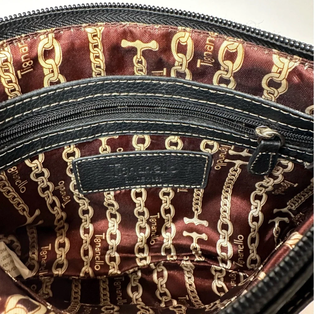 Tignanello Black Leather Crossbody Bag